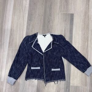 DREW Navy Blue and Grey Textured Jacket